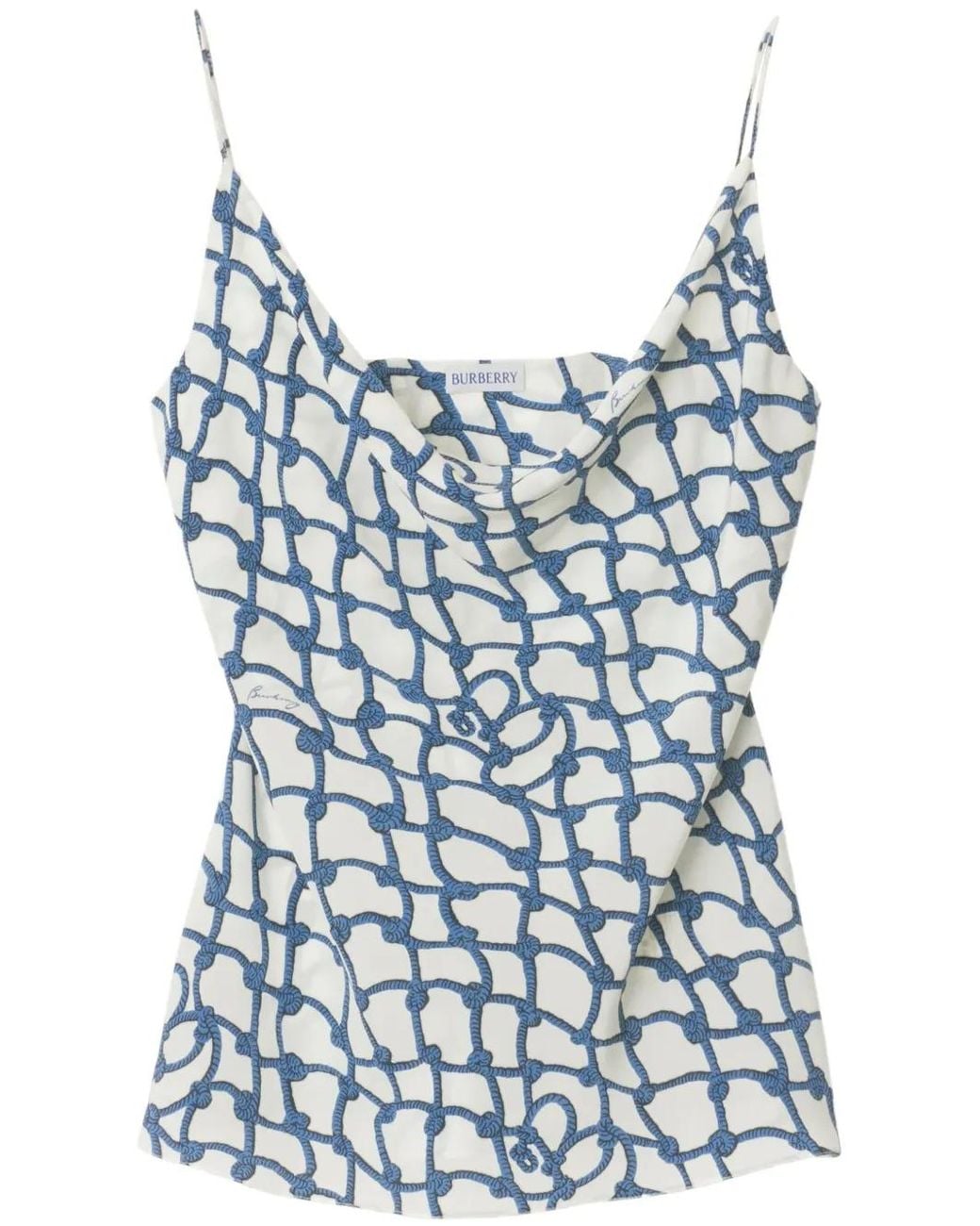 Burberry Blue Printed Silk Top