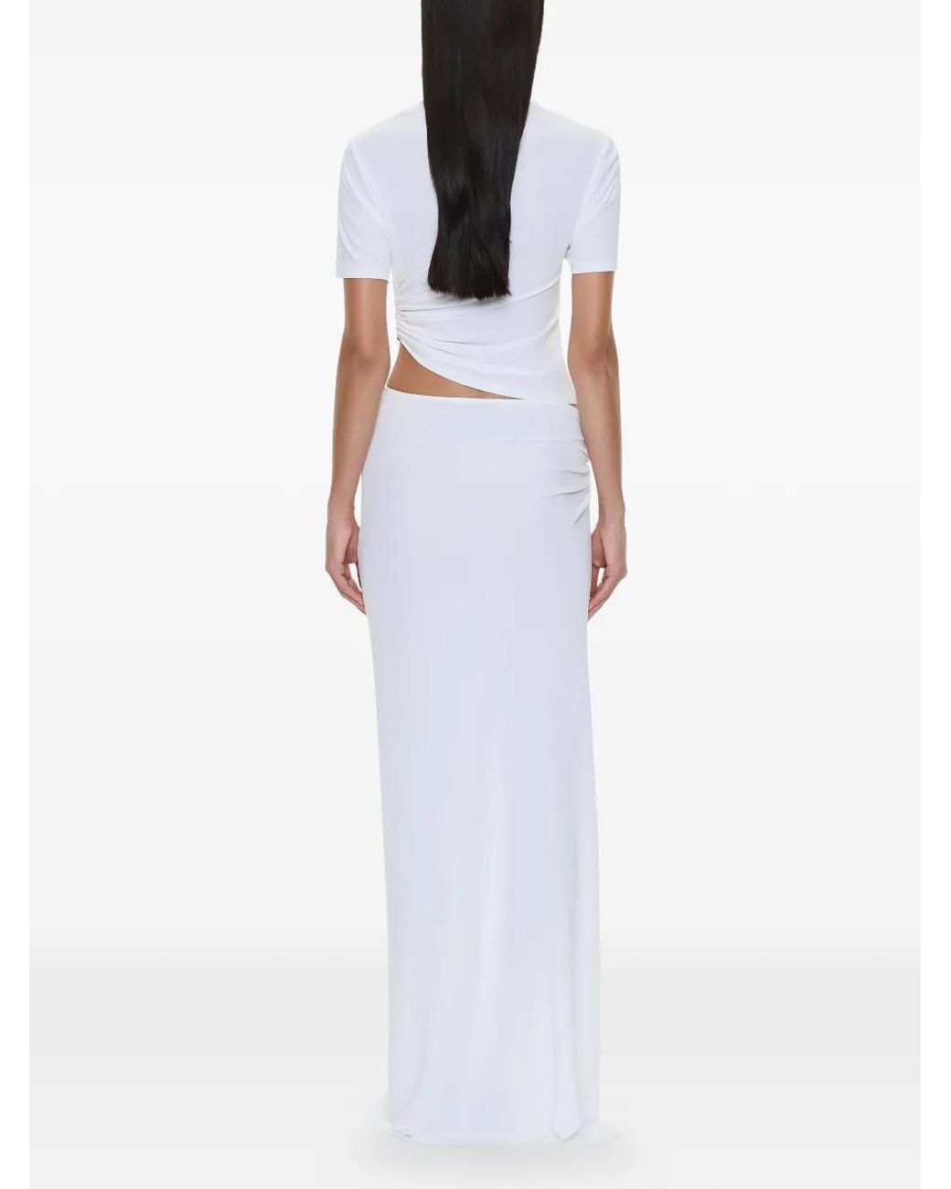 Christopher Esber White Quartz Buckle Cascade Maxi Skirt