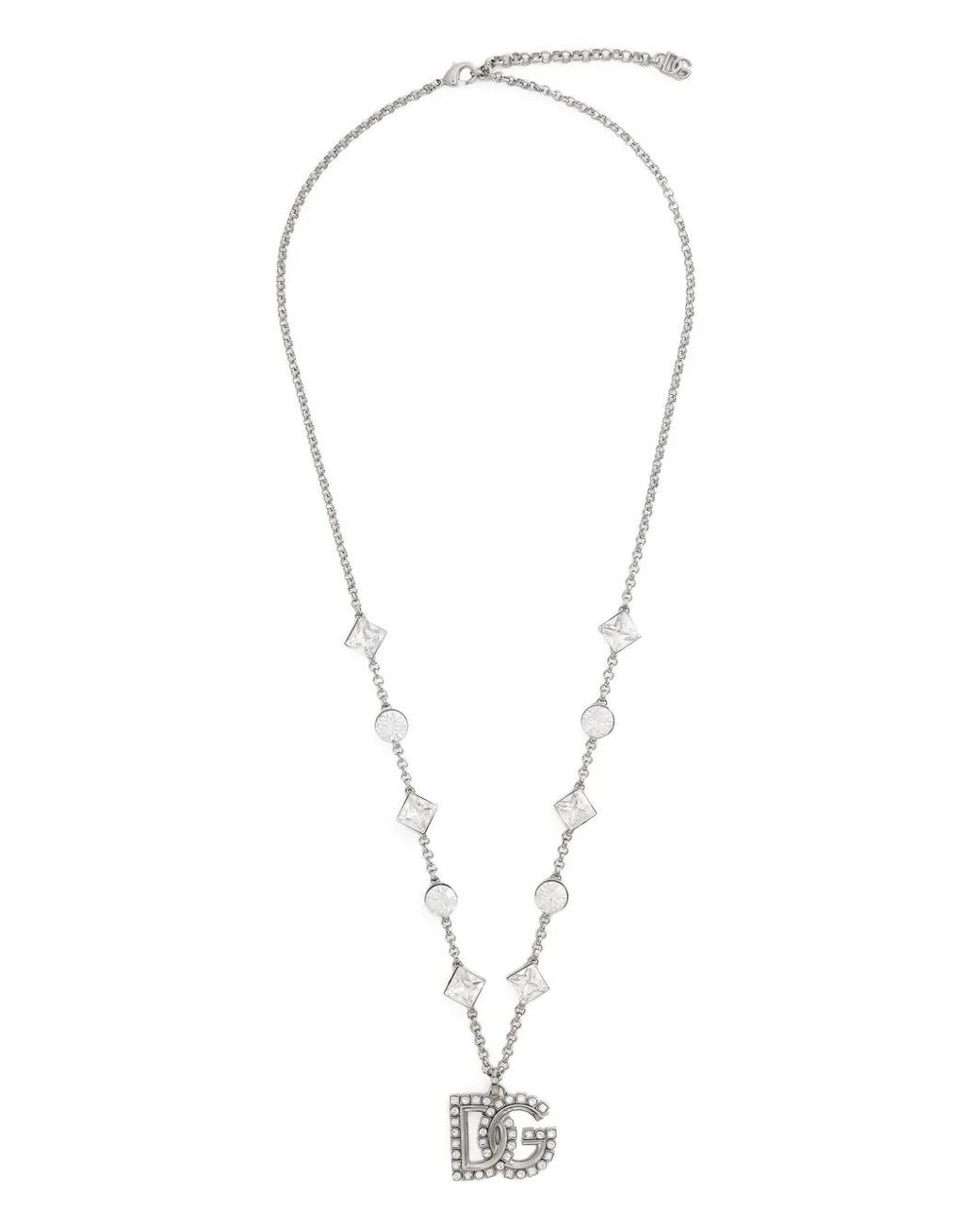 Dolce & Gabbana White Logo-Pendant Necklace