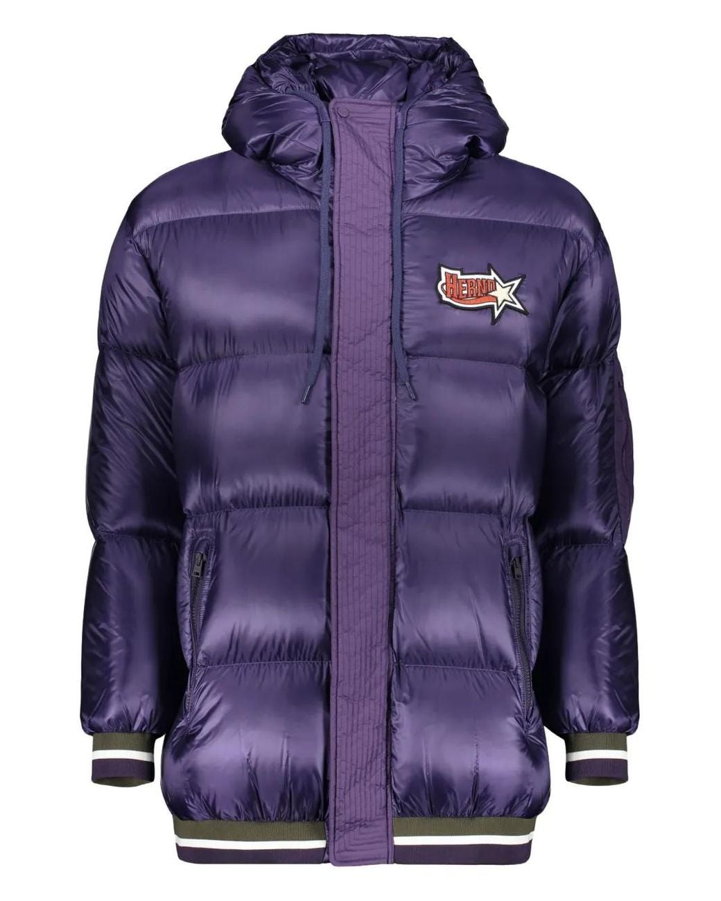 Herno Purple Drawstring-Hood Quilted Jacket for men