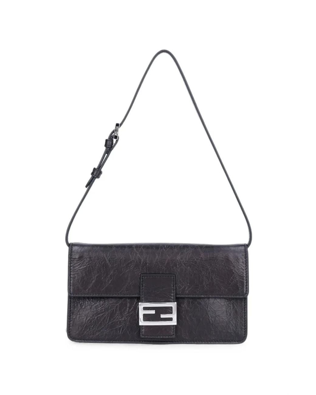 Fendi White Tube Crinkled-Leather Shoulder Bag