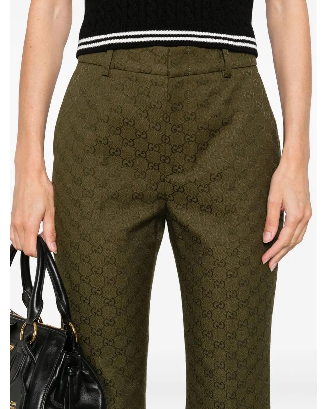 Gucci Green Gg Monogram Trousers