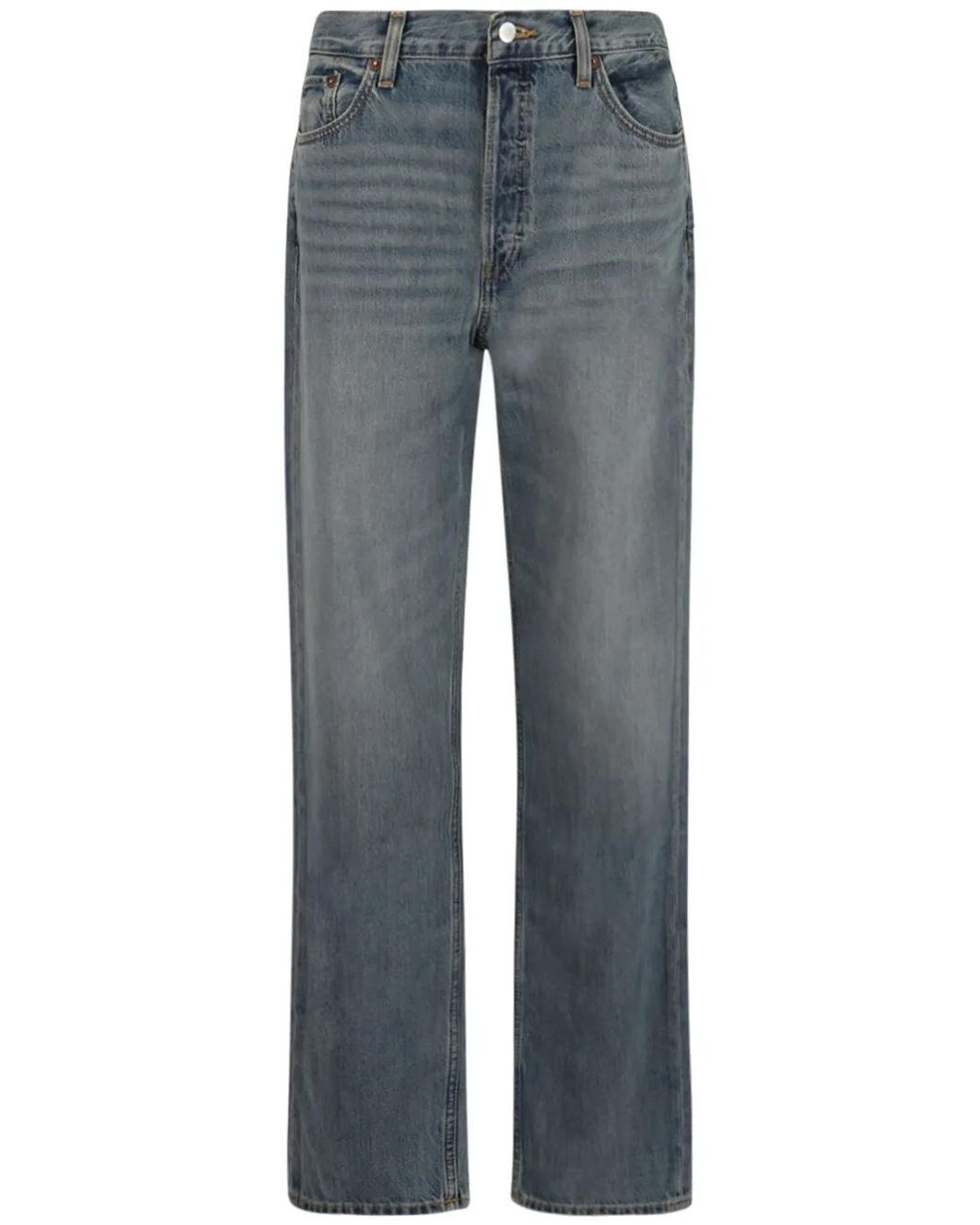 Re/done Blue Straight Jeans With Patch