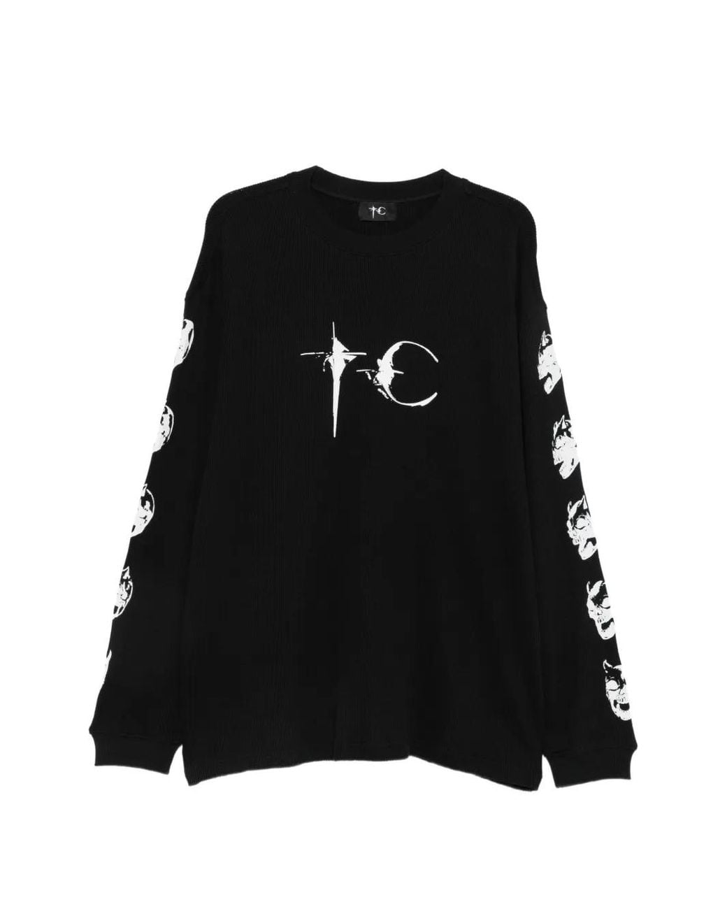 THUG CLUB Black Logo-Print Skull-Print Sweatshirt for men