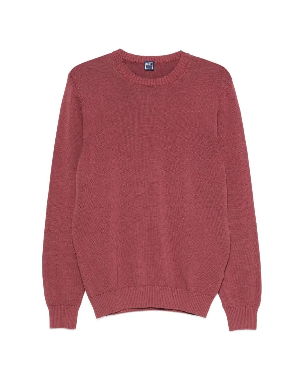 Fedeli Red Crew-Neck Knitted Sweater for men
