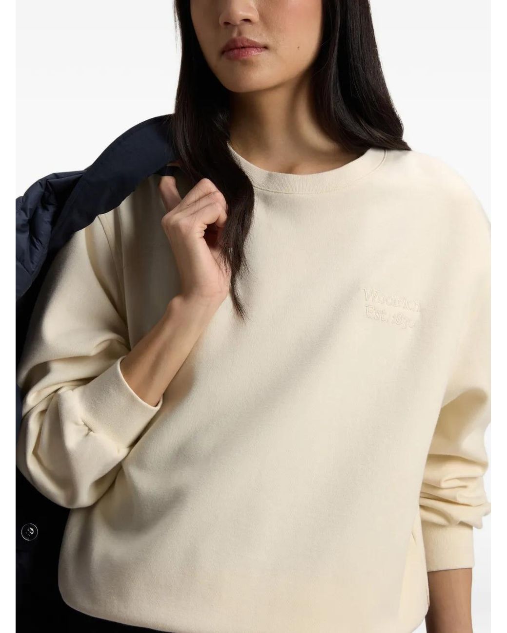 Woolrich Natural Logo-Embroidered Crew-Neck Sweatshirt