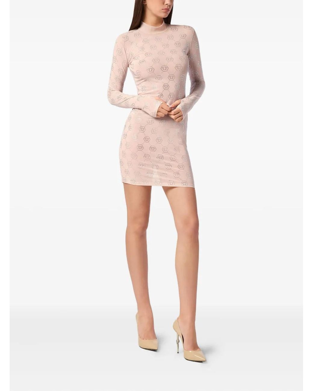 Philipp Plein Pink Monogram Jersey Dress