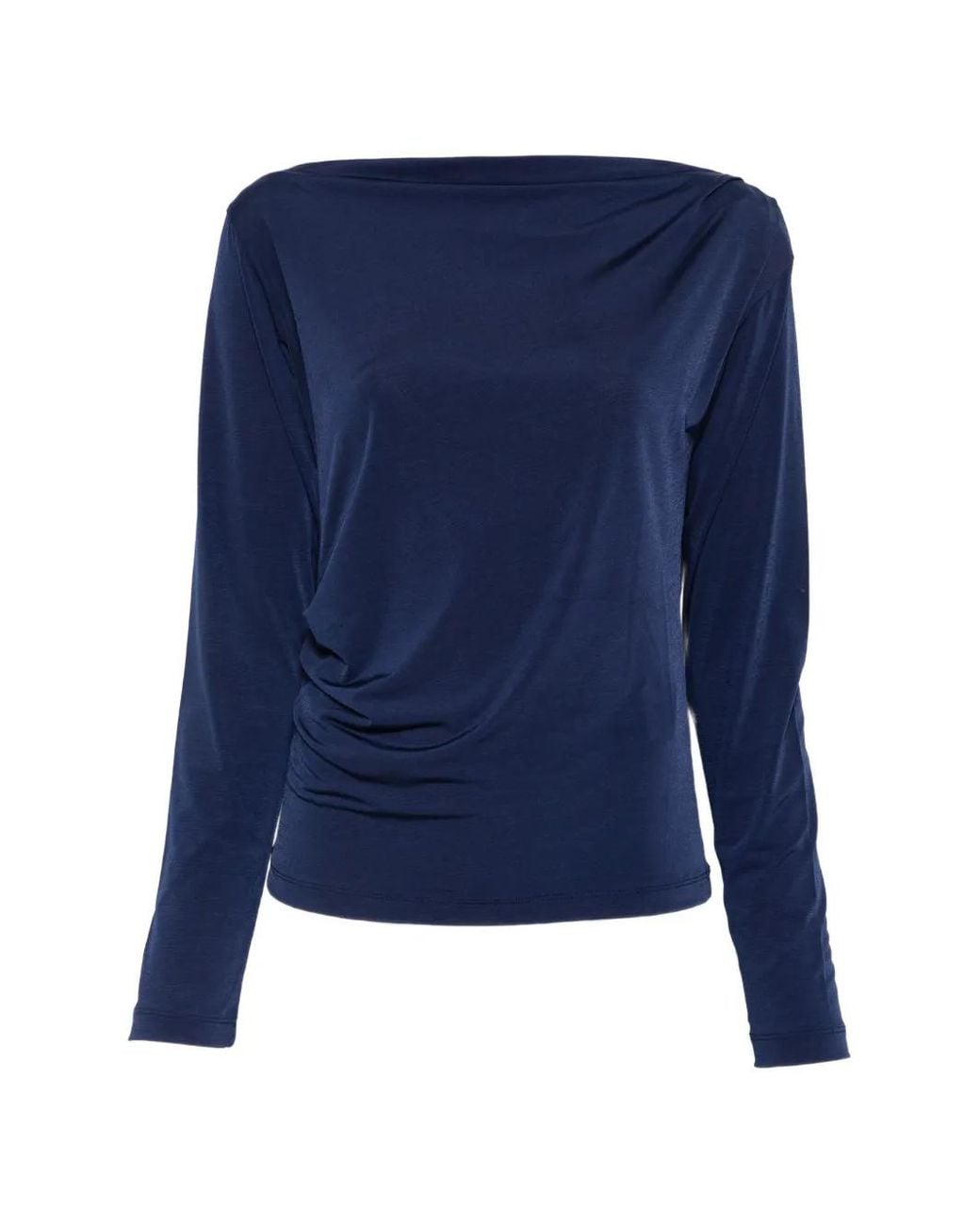 Homage Blue Long-Sleeve Ruched Top