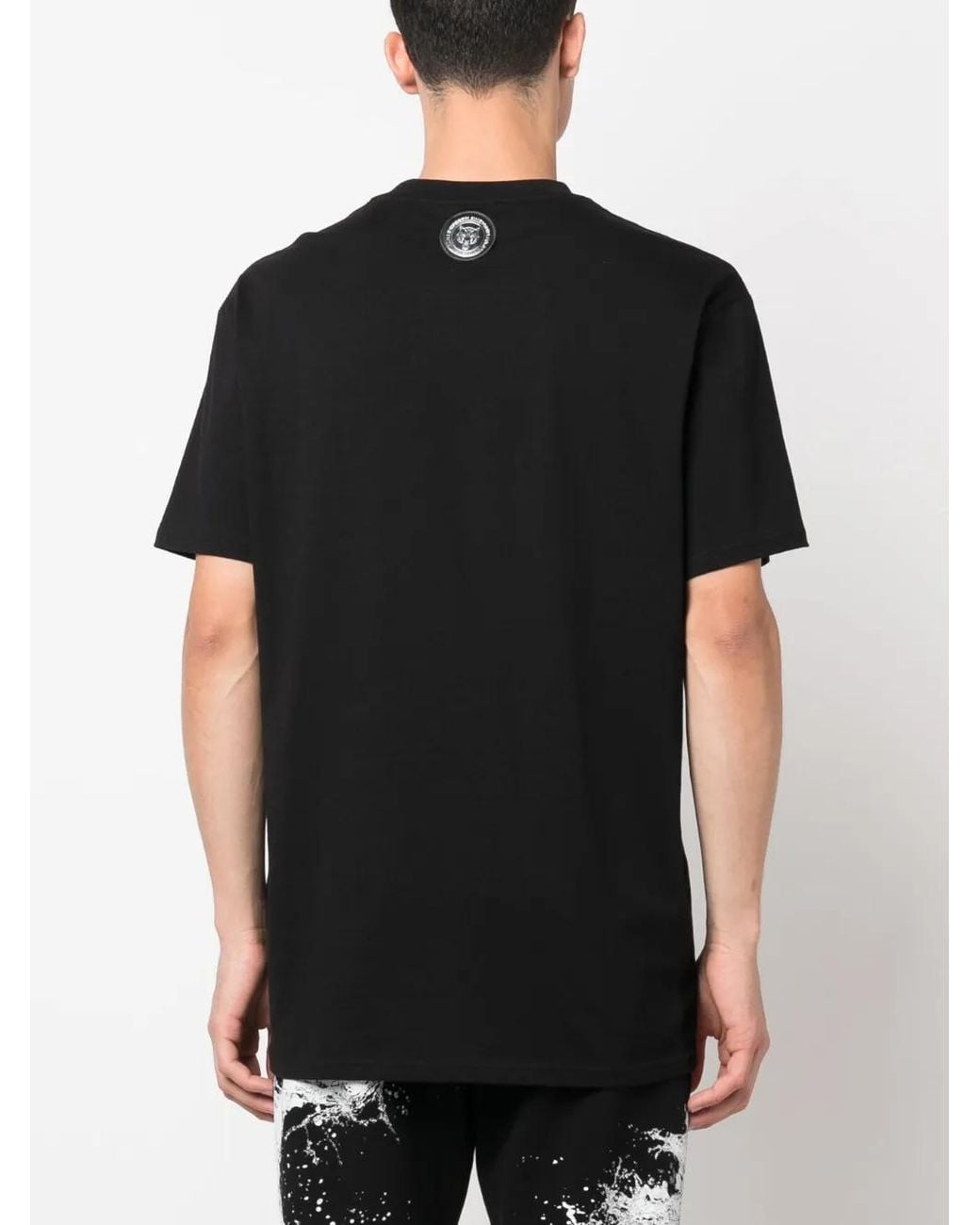 Philipp Plein Black Graphic-Print Cotton T-Shirt for men