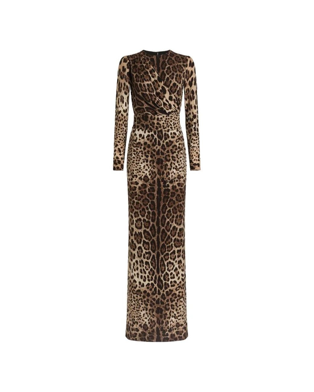 Dolce & Gabbana Natural Leo-Print Charmeuse Dress