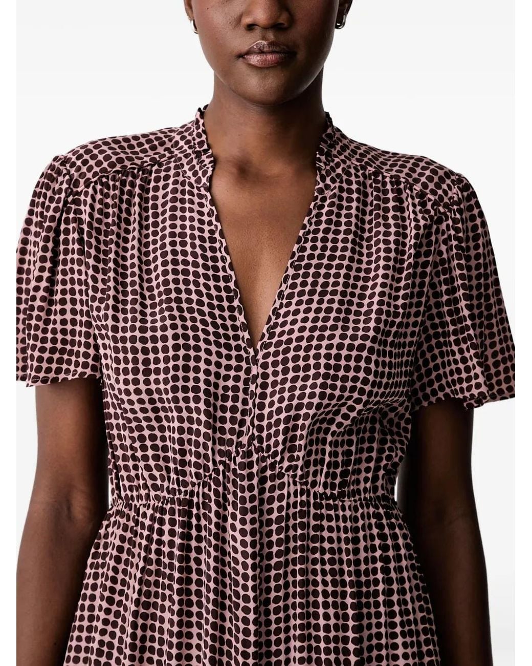 Marc O' Polo Purple Geometric-Print Tiered Mini Dress