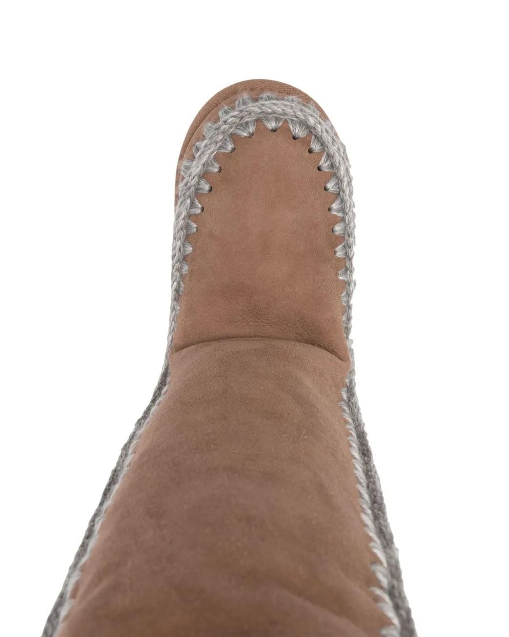 Mou Brown Crochet-Trim Suede Boots