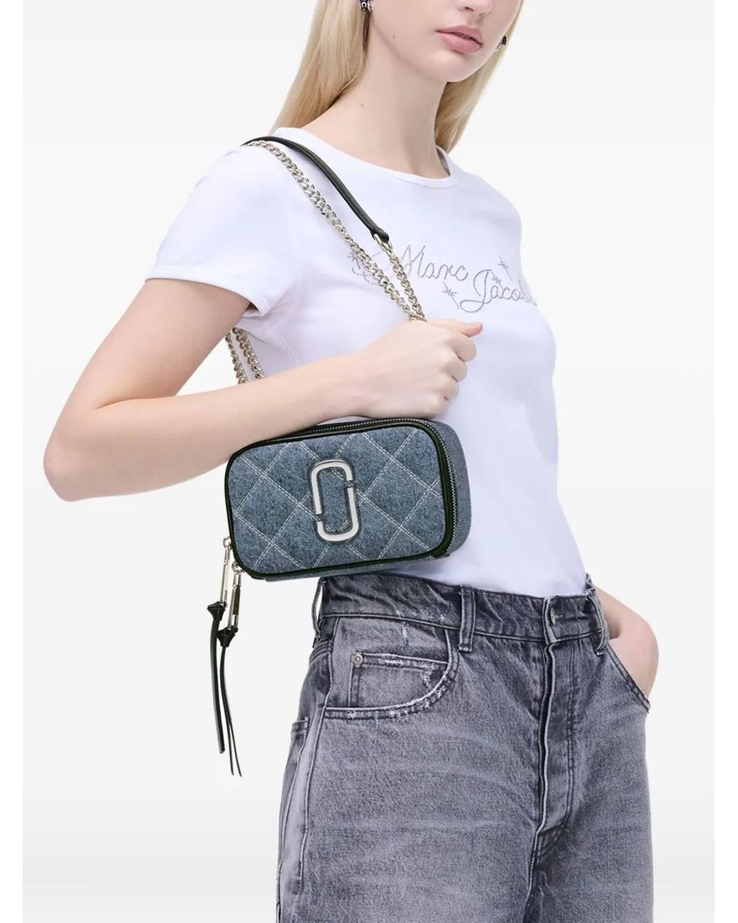 ショルダーバッグ・ポシェット The Chain Sack Shoulder Bag - Marc Jacobs - Cotton - Blue Marc Jacobs The Quilted Denim Chain Snapshot Bag in Blue | Lyst