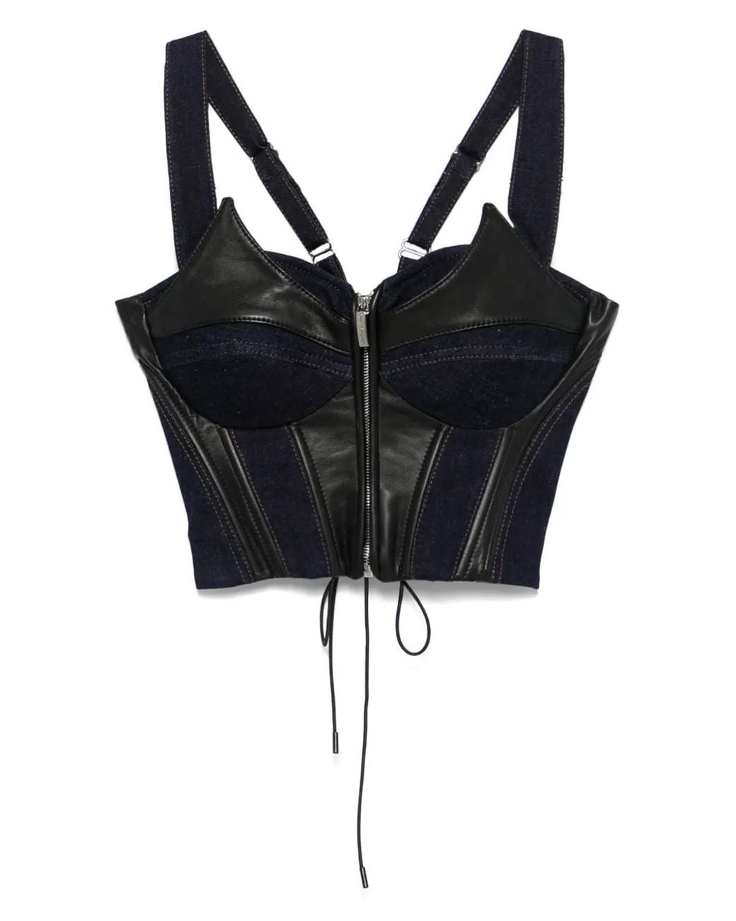 MITILIANE COUTURE Black Denim-Insert Corset Top