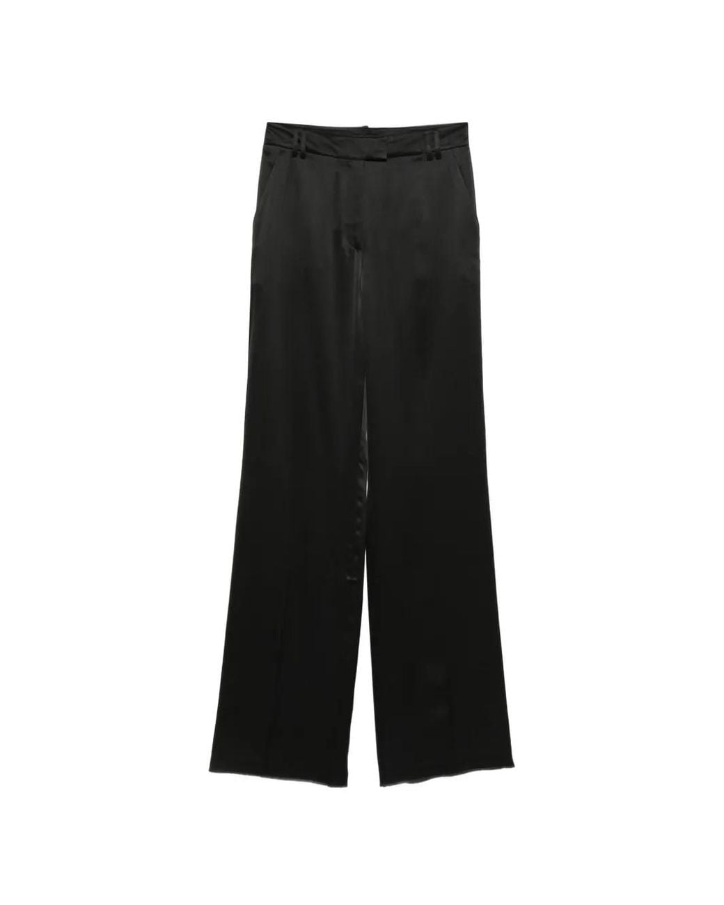 Barbara Bui Black Satin-Finish Silk Trousers
