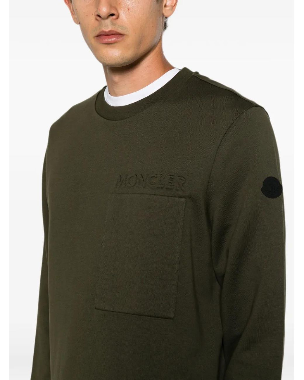 Moncler Green Logo-Embossed Sweatshirt for men