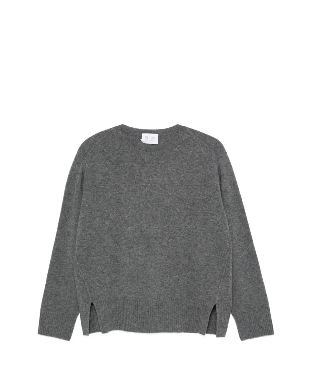 Be You Gray Side-Slit Cashmere Sweater