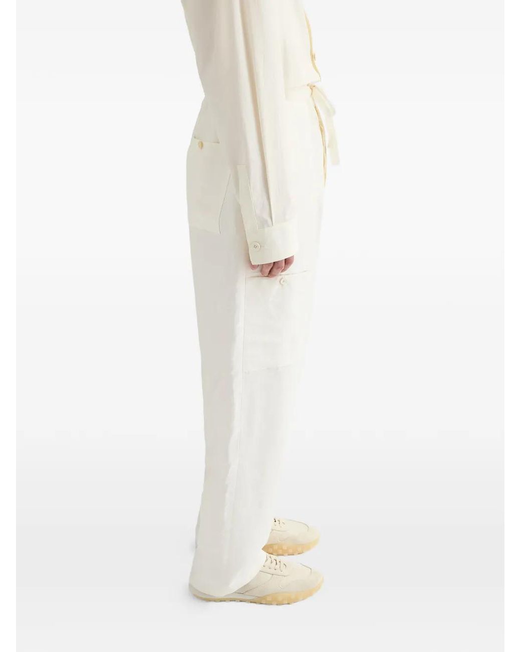Jil Sander White Linen Blend Cargo Trousers for men