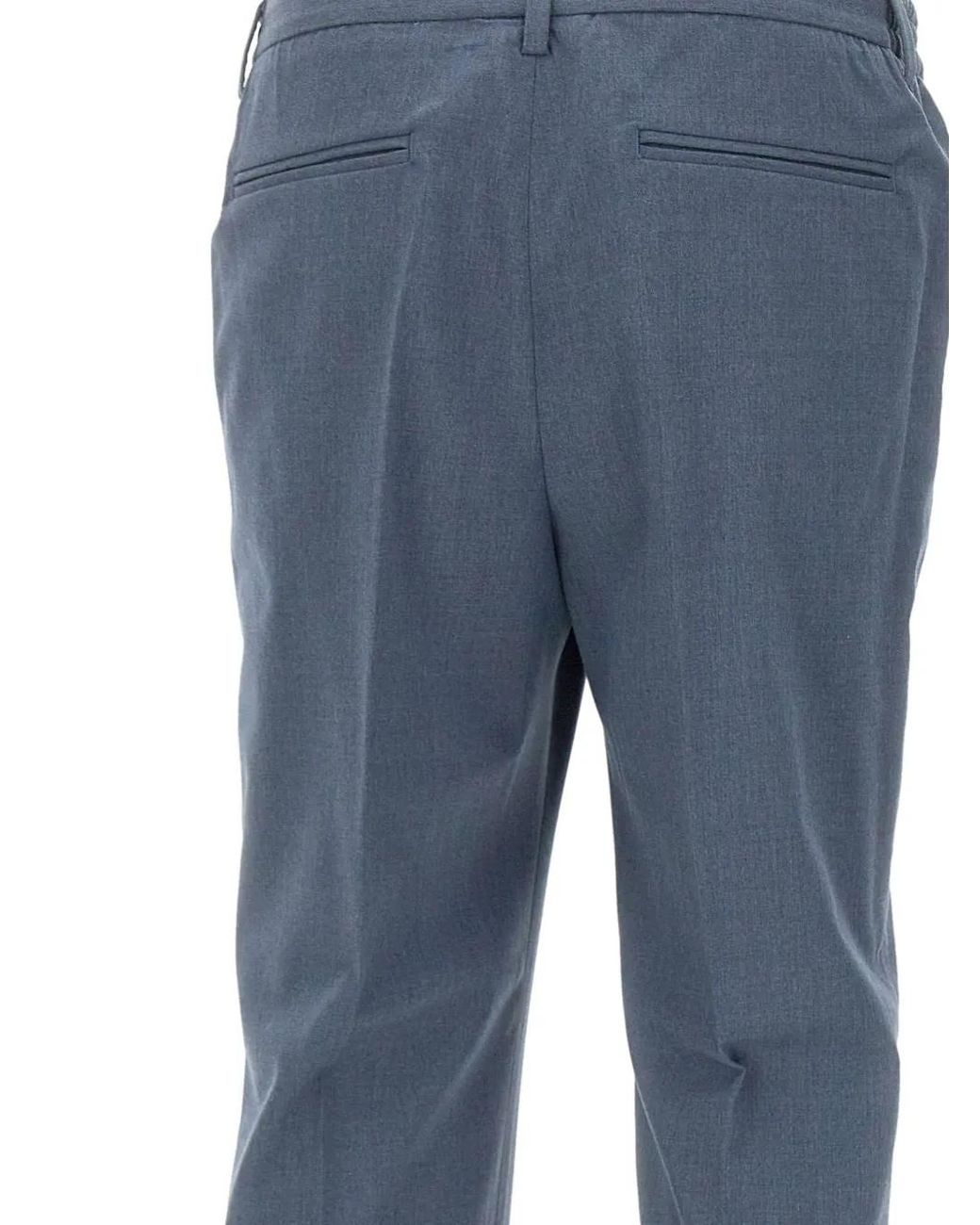 Devore Blue Pleated-detail Trousers for men