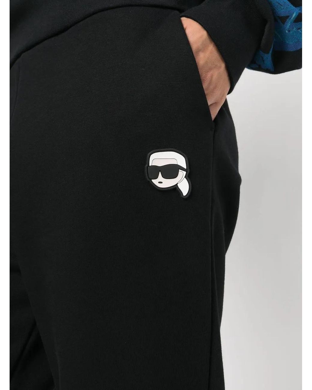 Karl Lagerfeld Black Ikon Pintuck Track Pants for men