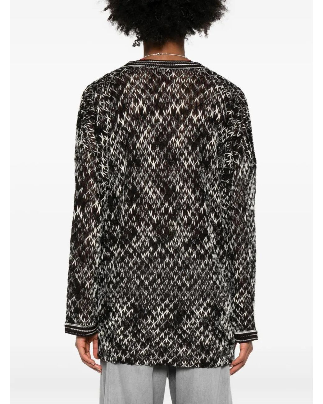 Missoni Black Geometric-Pattern V-Neck Sweater