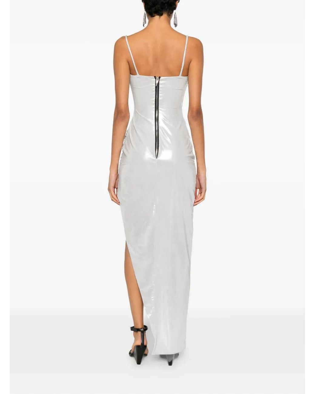 MITILIANE COUTURE White Iridescent Asymmetric Dress