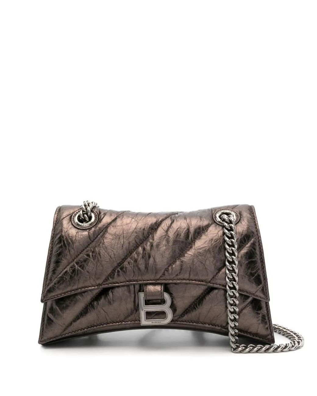 Balenciaga Gray Small Crush Leather Shoulder Bag