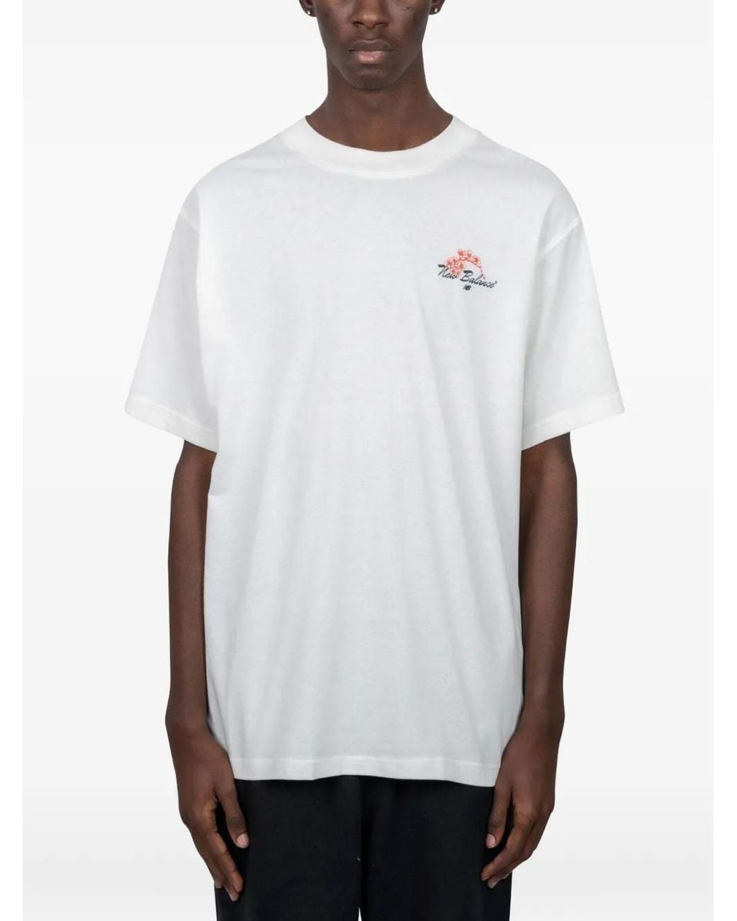 New Balance White Graphic-Print T-Shirt for men