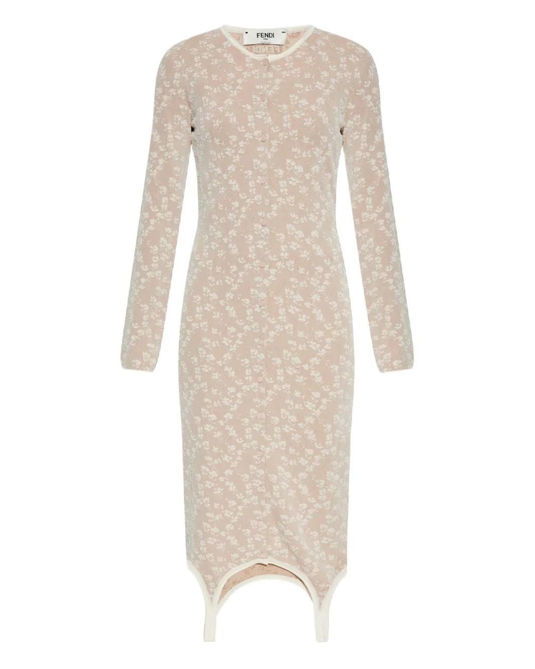 Fendi White Floral-Motif Dress