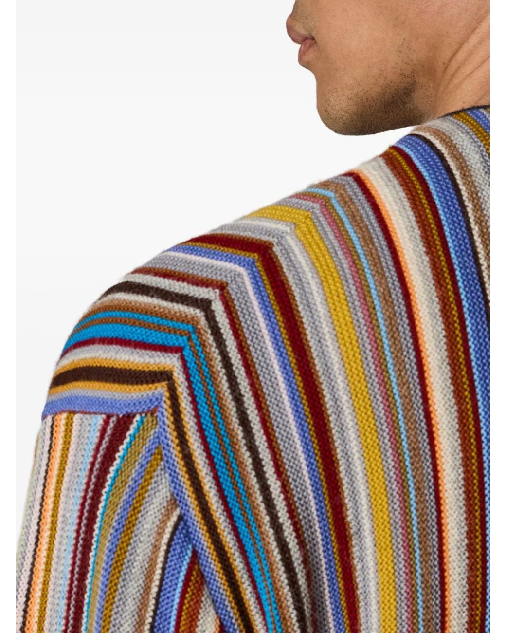 Paul Smith Brown Signature Stripe Merino Wool-Blend Cardigan for men