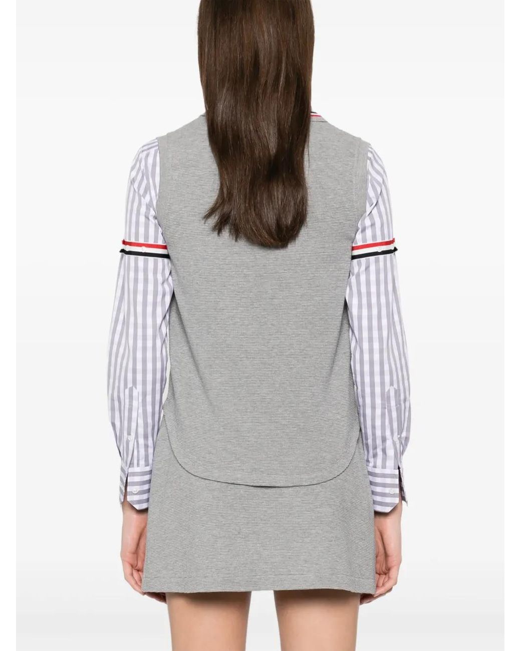 Thom Browne Gray Cotton Waffle Sleeveless Button Shirt