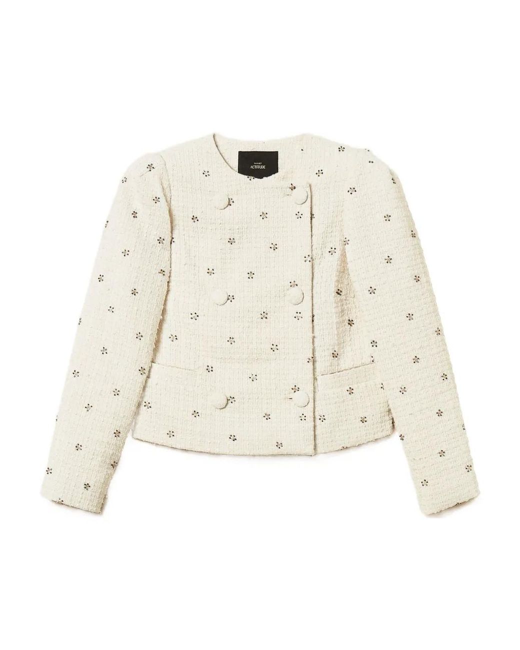 Twinset Natural Bouclé-Texture Embellished Jacket