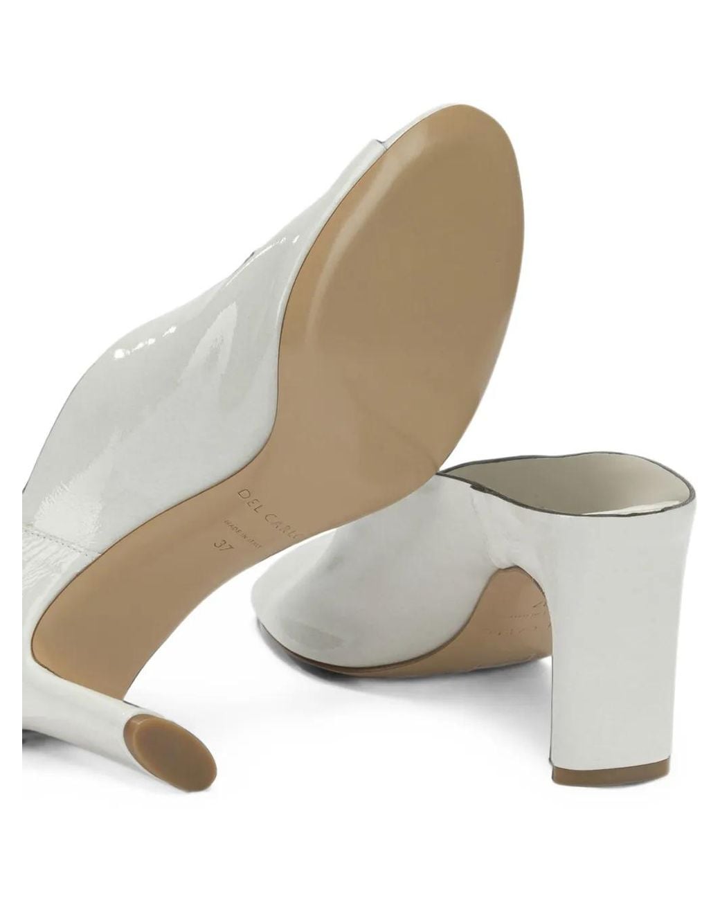 Roberto Del Carlo White Metis Leather Open-Toe Mules