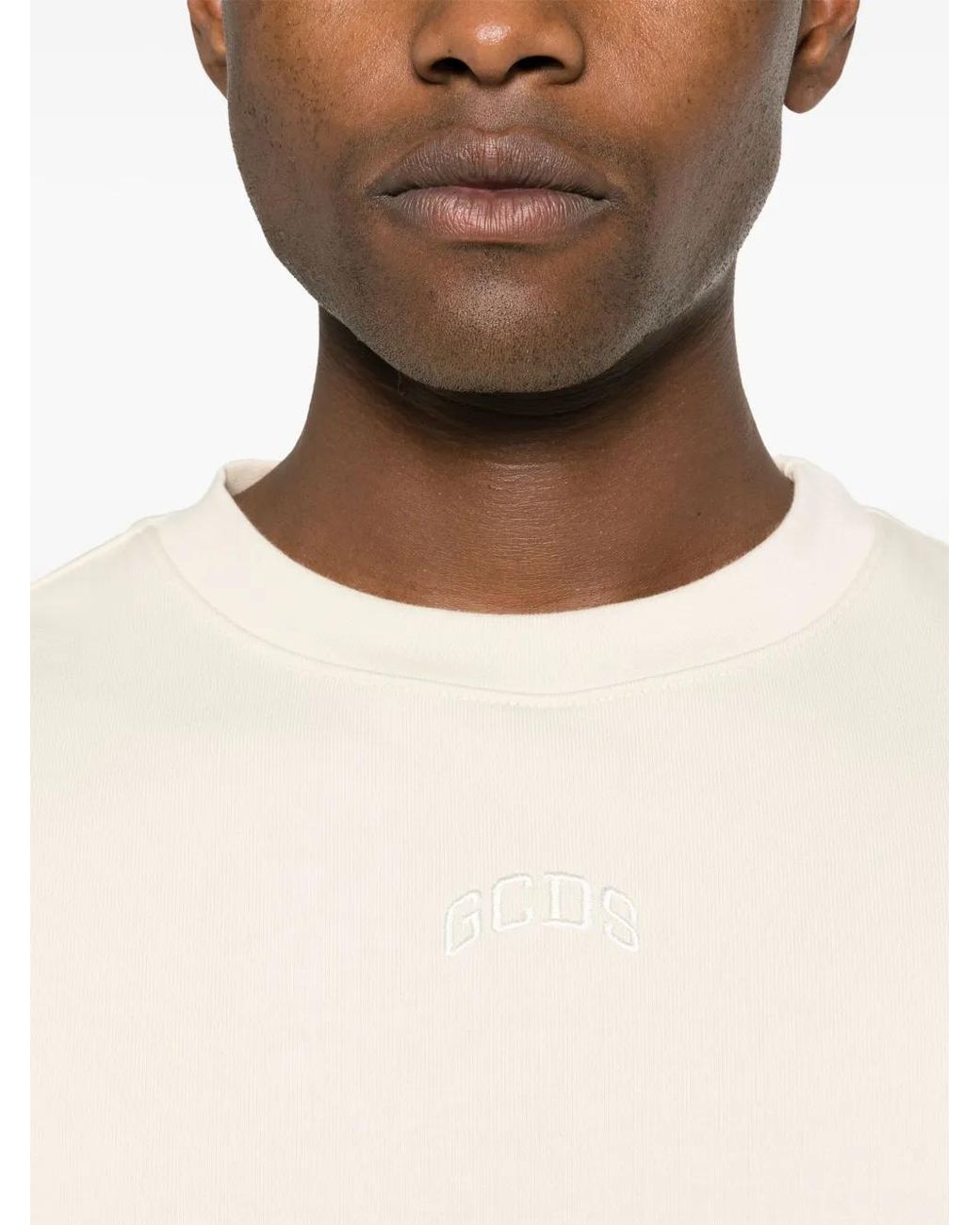Gcds Natural Logo-Embroidered Cotton Sweatshirt for men