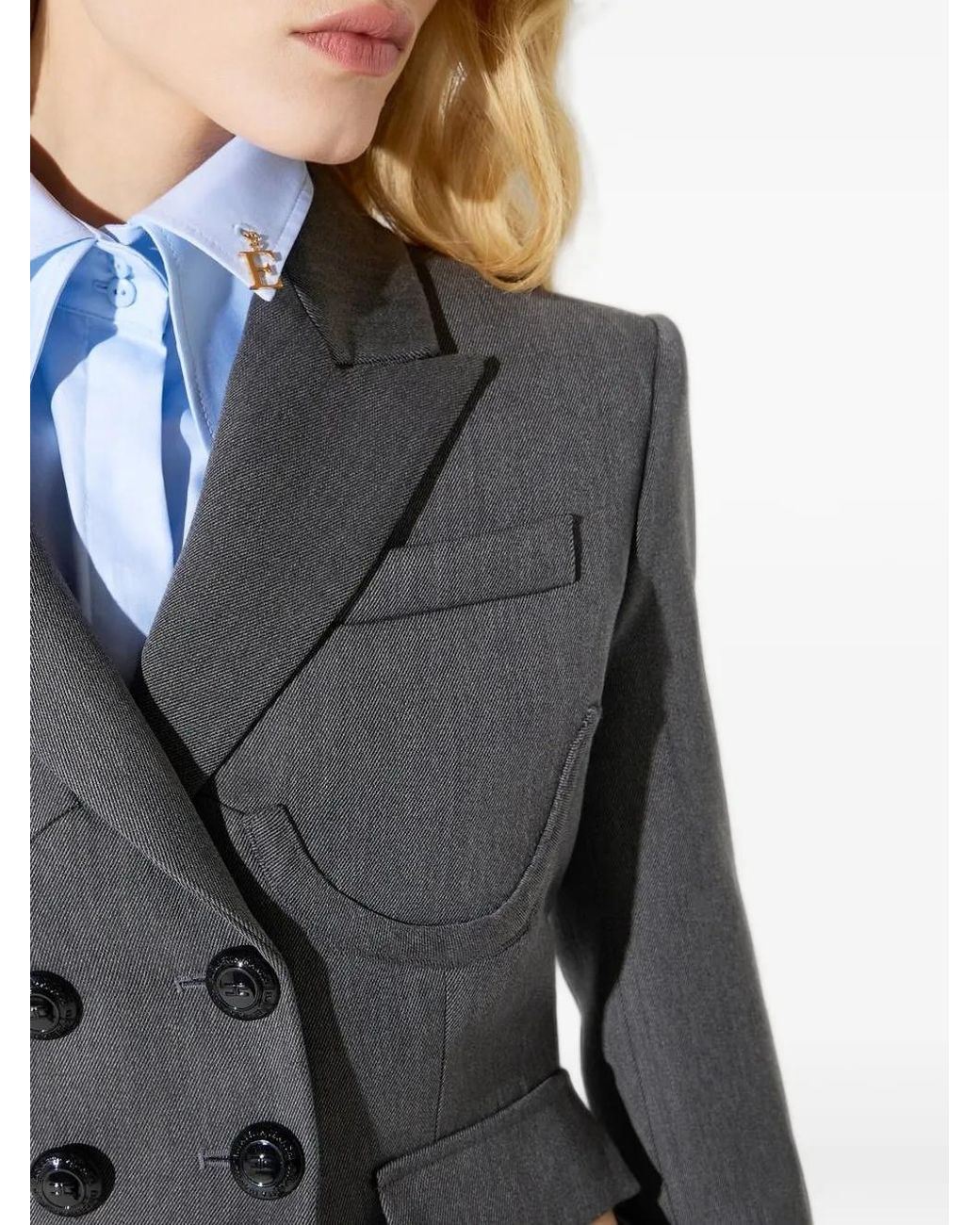 Elisabetta Franchi Gray Cool Wool Jacket