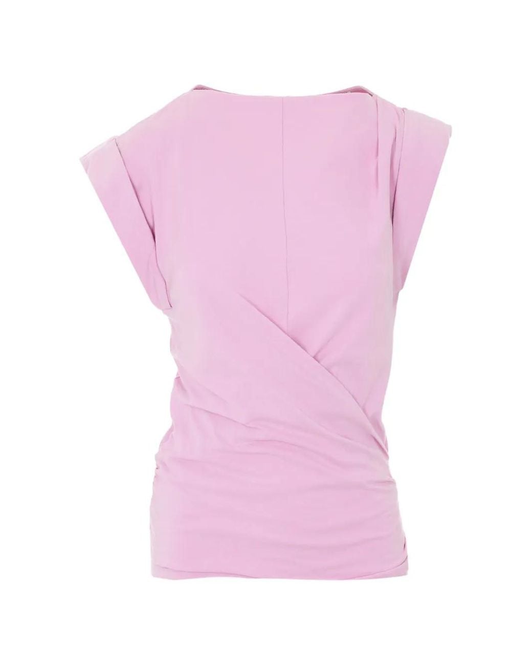 Isabel Marant Pink Maisan Draped-Detail Sleeveless T-Shirt