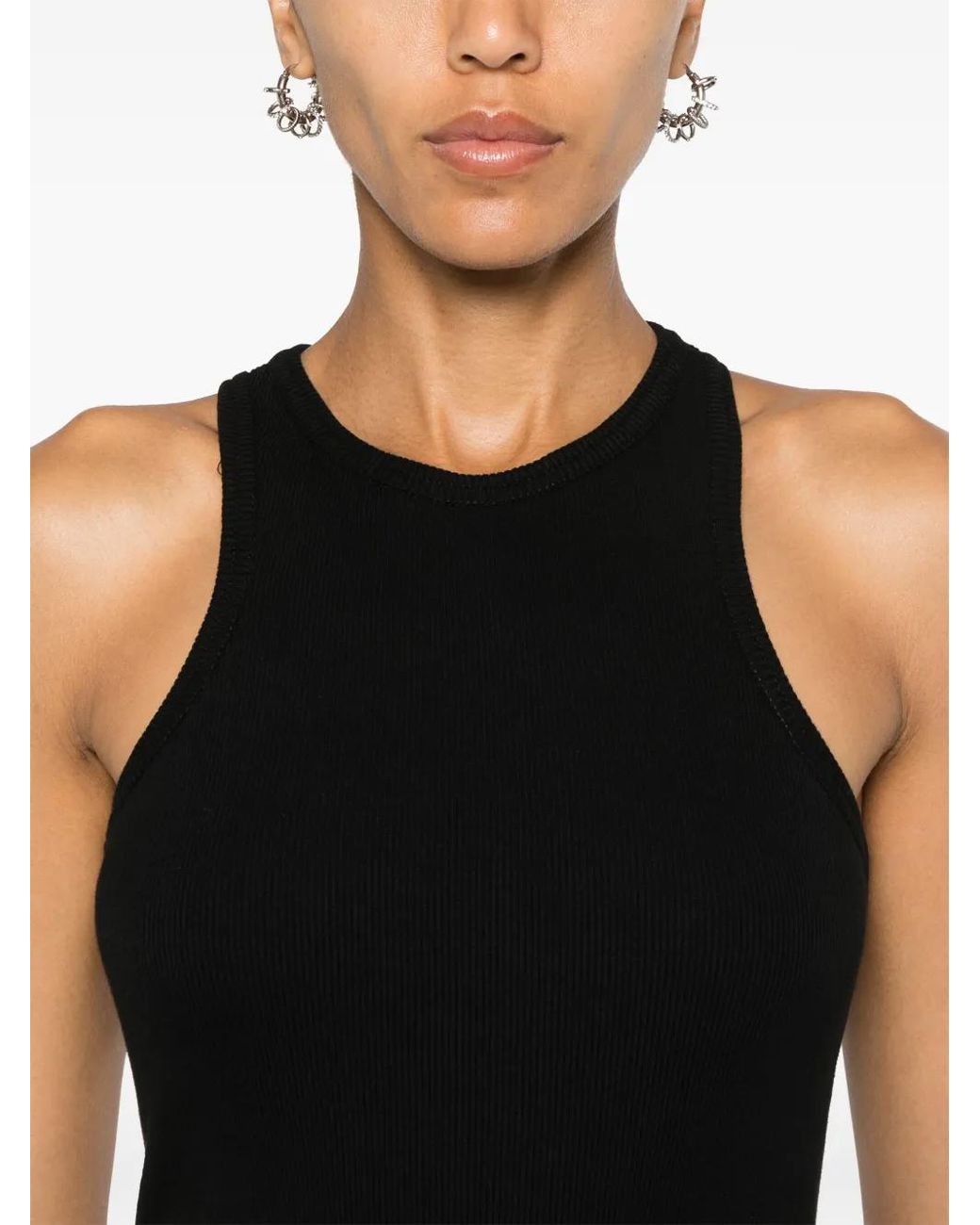 Ioana Ciolacu Black Geripptes Trägershirt