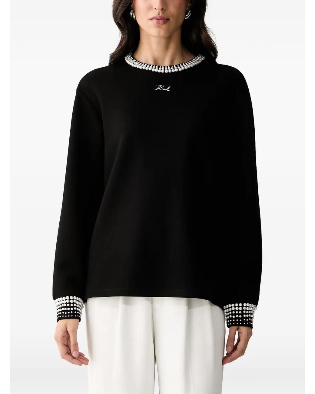 Karl Lagerfeld Black Pull À Logo Brodé