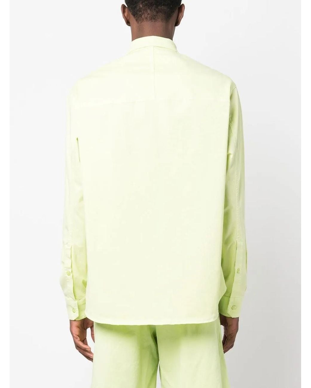 Moschino Yellow Embroidered-Logo Detail Shirt for men