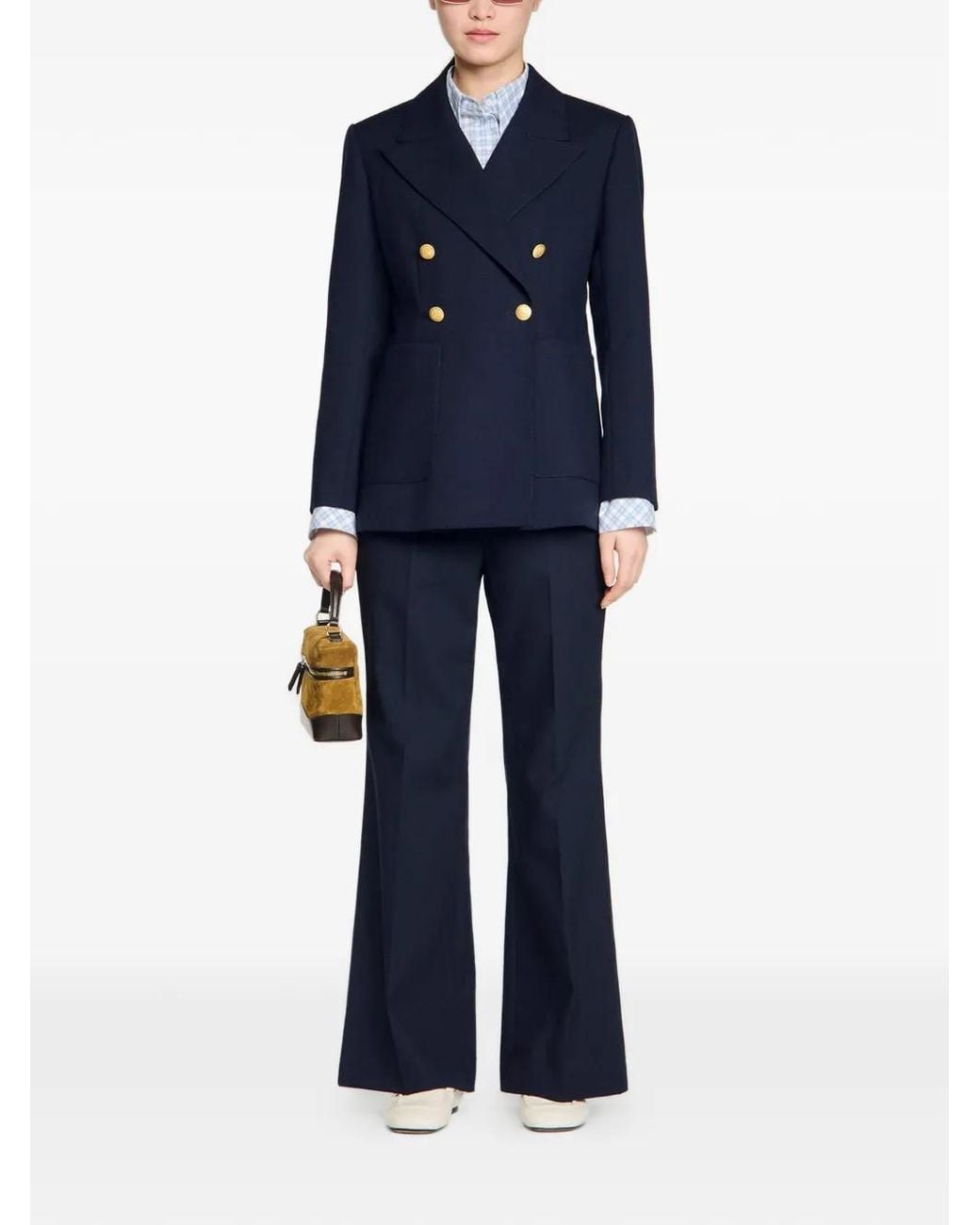 Sandro Blue Double-Breasted Button Blazer