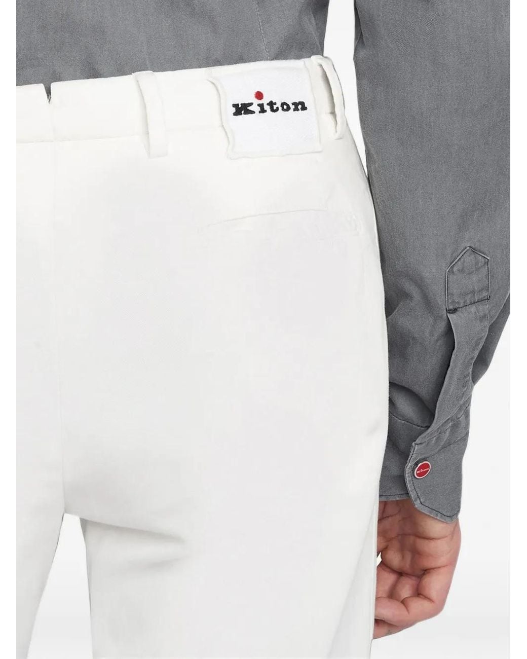 Kiton White Slim-Fit Chino Trousers for men
