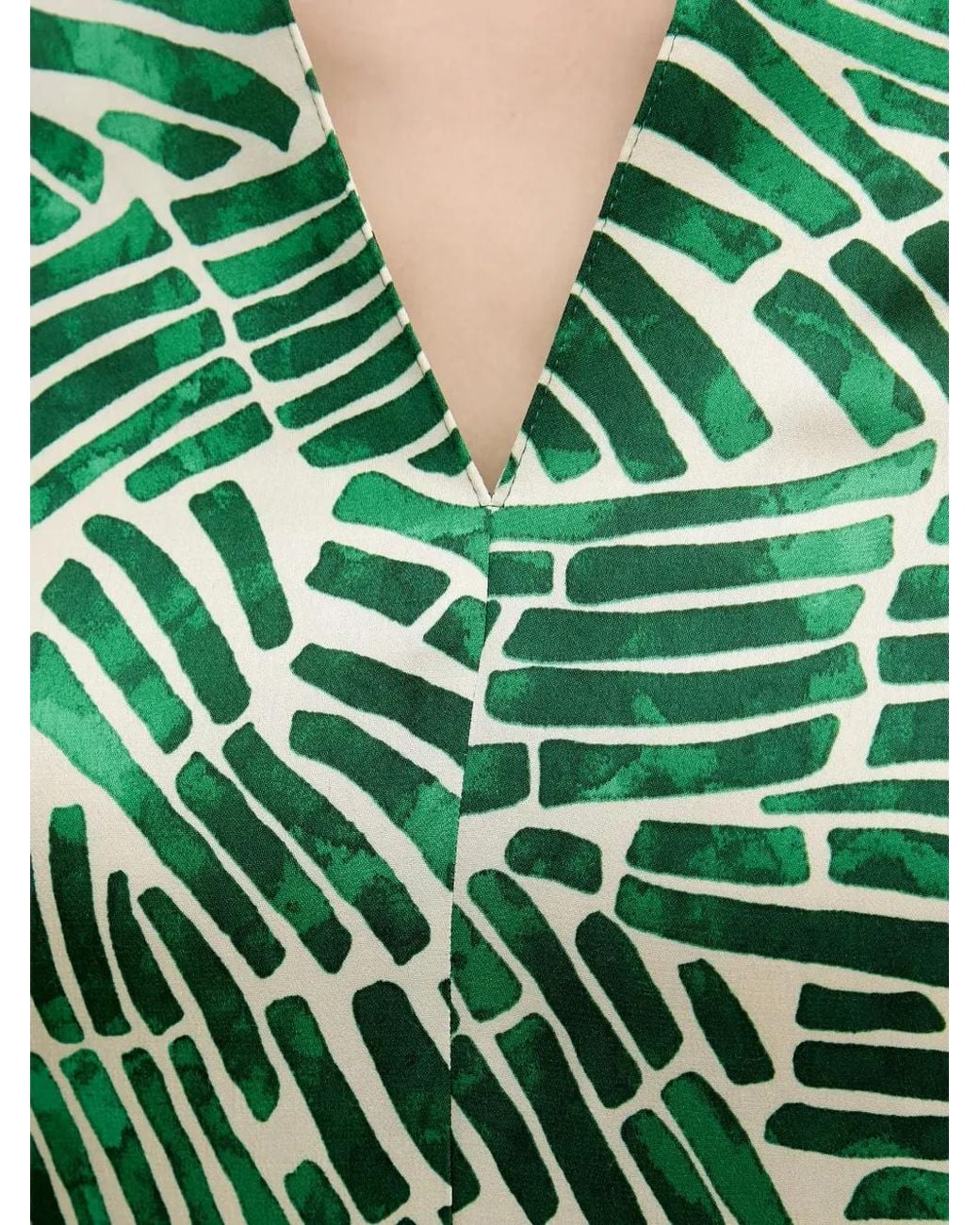 MARC AUREL Green Abstract-Print Long-Sleeve Midi Dress