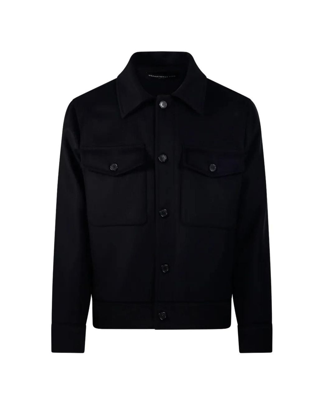 Department 5 Black Button-Up Chest-Pocket Jacket for men
