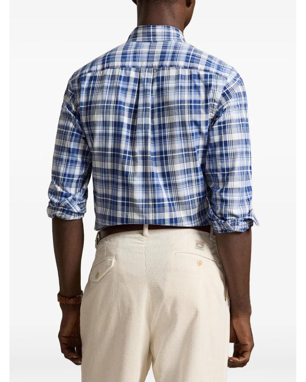 Polo Ralph Lauren Blue Custom Fit Plaid Shirt for men