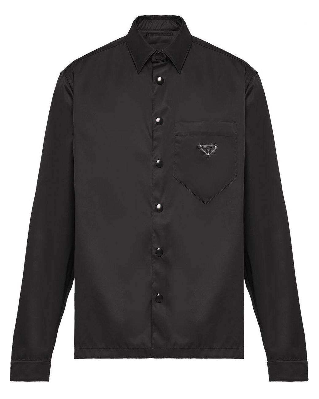 Prada Snap Button-up Shirt in Black for Men - Lyst
