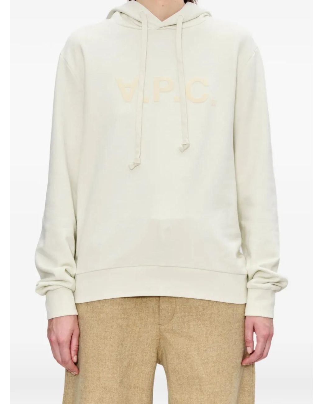 A.P.C. White Logo-Flocked Hoodie