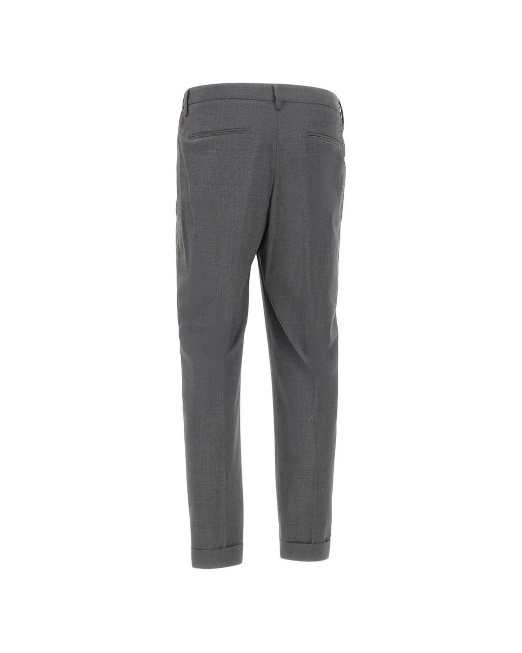Devore Gray Pleats Cuffed Trousers for men