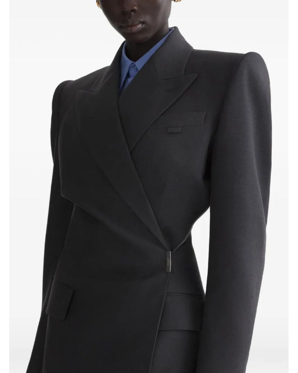 Mugler Black Twisted Double-Breasted Jacket