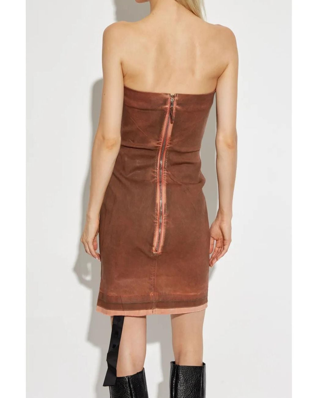 Rick Owens Brown Robe-Bustier En Jean