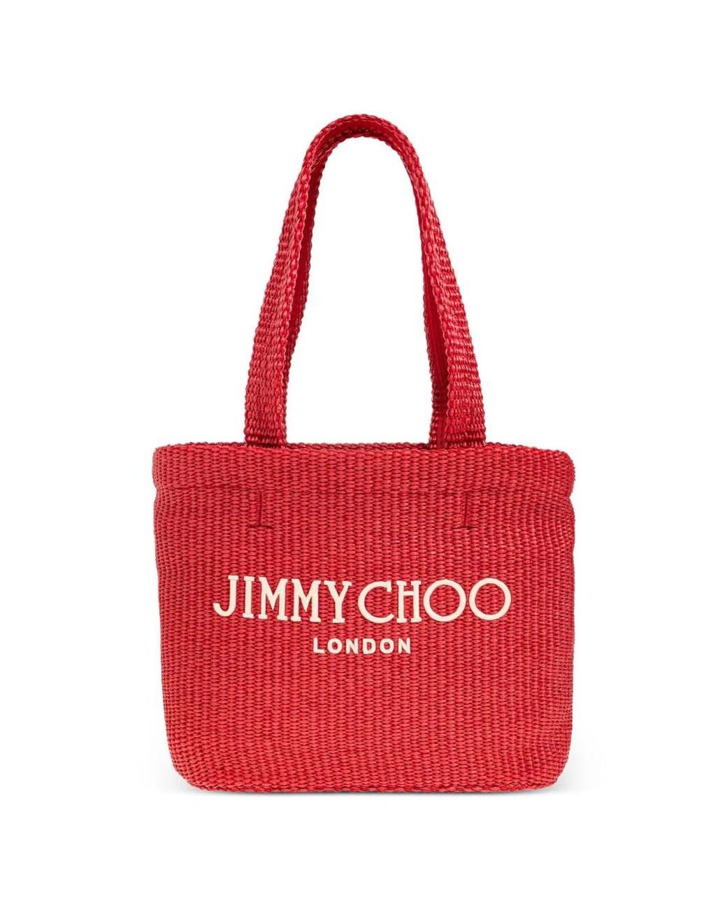 Jimmy Choo Raffia Embroidered Mini Tote Bag